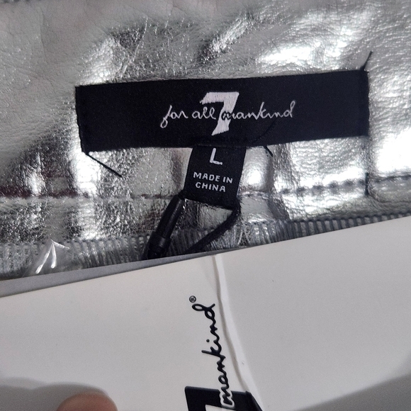 7 For All Mankind Silver Metallic Faux Leather Pants - Picture 9 of 13